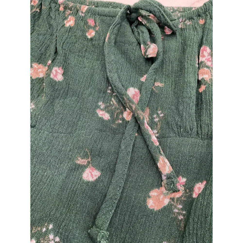 Abercrombie and Fitch Long Puff Sleeve Floral Cropped Blouse Size S Whimsygoth C